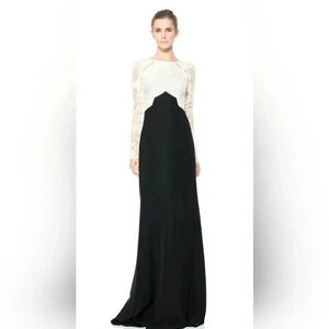 Tadashi Shoji Cotton embroidered tulle colorblock gown